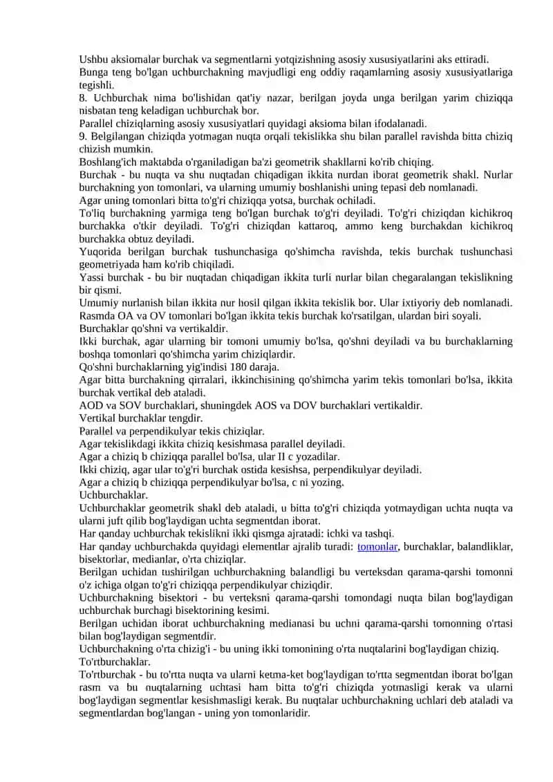 PLANIMETRIYA AKSIOMALARI HAQIDA TUSHUNCHA VA ULARNI TAKRORLASH 2