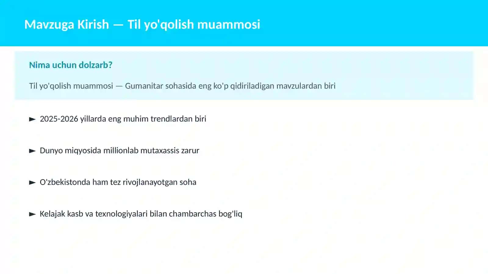 Til yo'qolish muammosi 2