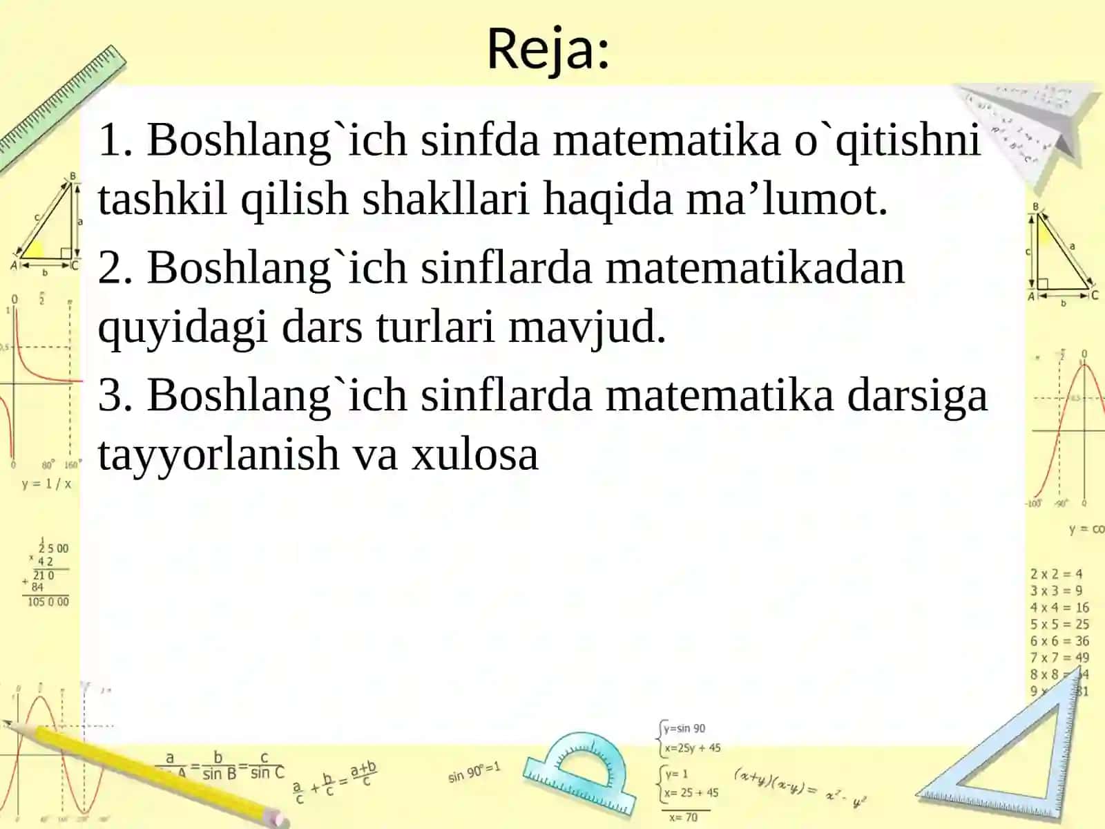Boshlang’ichsinflardamatematikani o’qitishni tashlik etish usullari 2