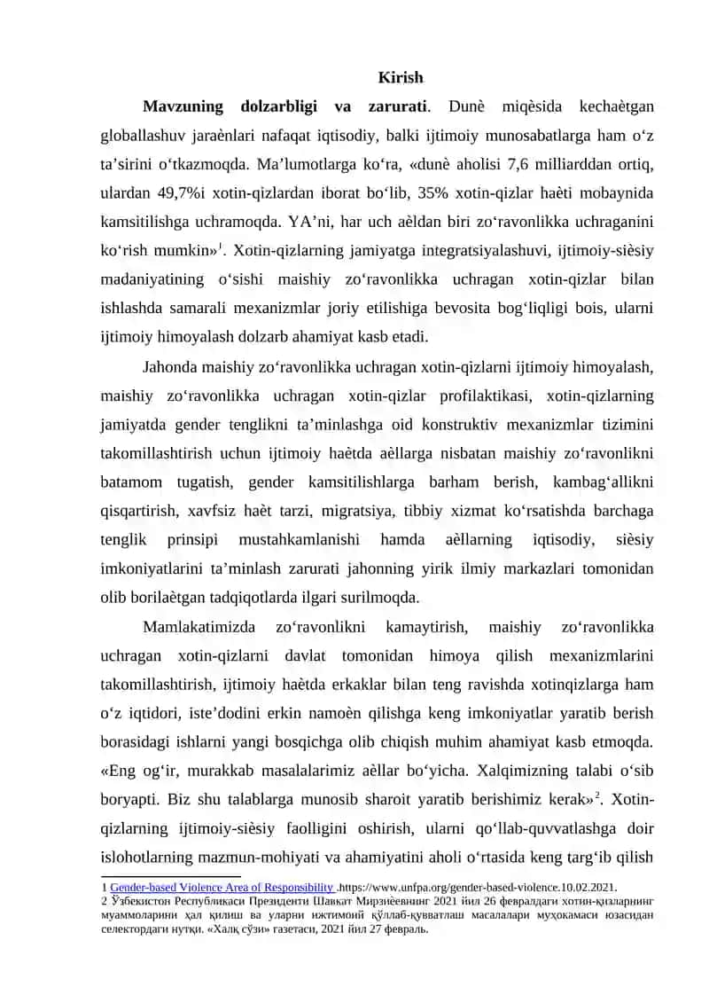 Maishiy Zo‘ravonlikka Uchragan Xotin-qizlarni Ijtimoiy Himoyalash 2