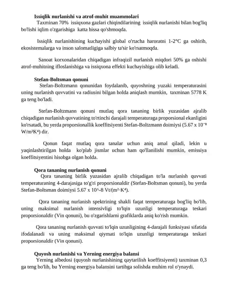 Jismlarning issiqlik nurlanish qonunlari 2