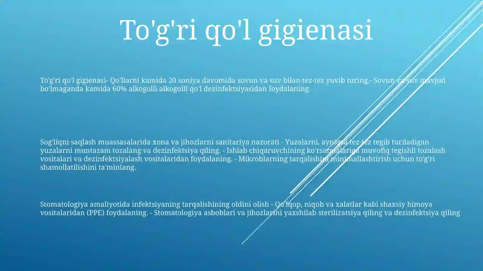 Davolash Profilaktik Muassasalaridagi Xonalar Va Asbob Anjomlarning Sanitariya Nazorati Muolaja Xonasidagi Yuqish YoʻLlariningOldiniOlish 2