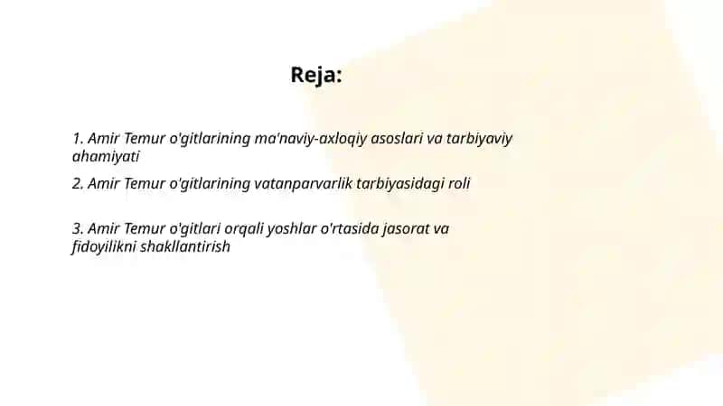 Amir Temur o'gitlarining tarbiyaviy ahamiyati 2