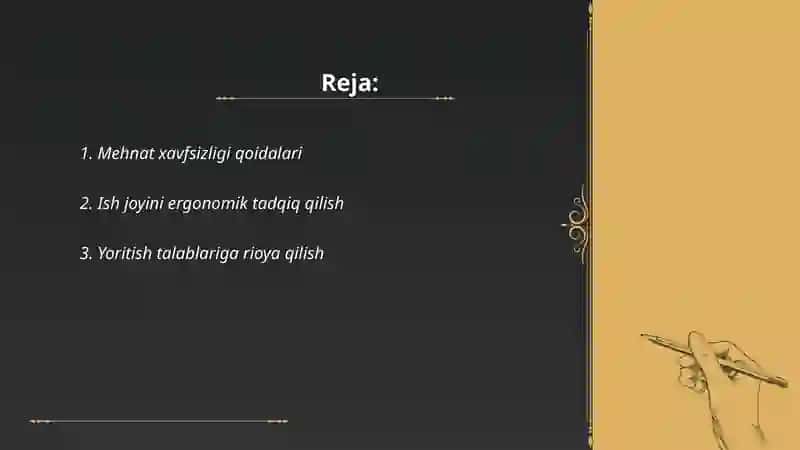 Mehnat xavfsizligi qoidalari 2