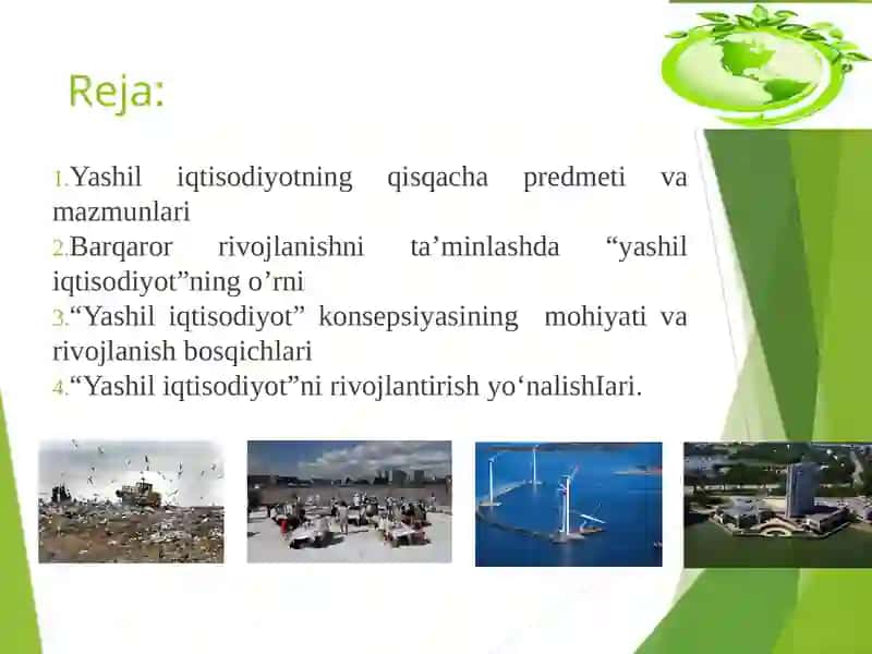 Yashil iqtisodiyotning qisqacha predmeti va mazmunlari 2