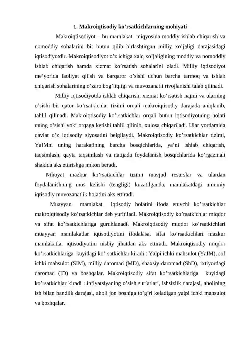 Makroiqtisodiy ko’rsatkichlar va ularni hisoblash 2