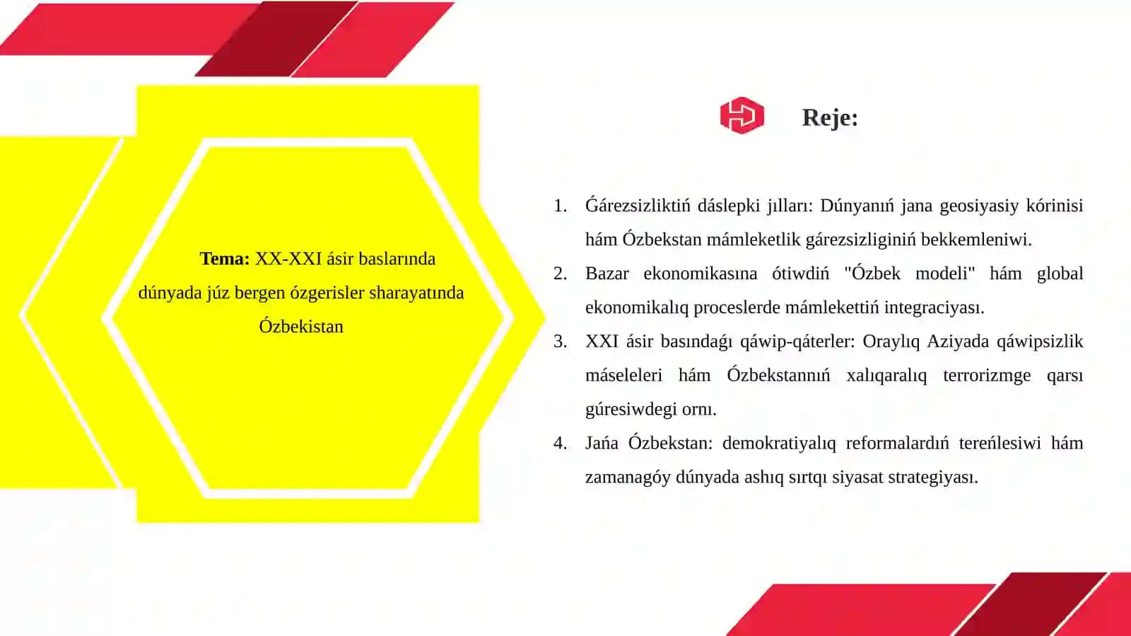 «Jáhan táriyx» páninen prezentatsiya jumısı 2