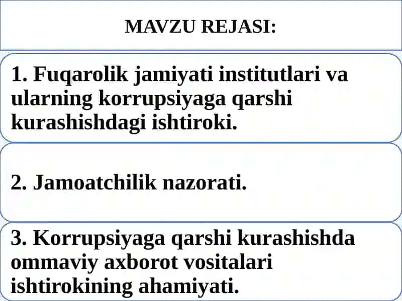 Korrupsiyaga Qarshi Kurashish Bo’yicha Faoliyatni Amalga Oshirish 2