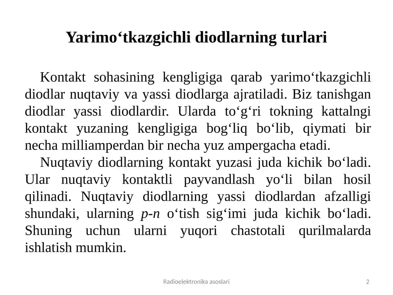 Yarimo‘tkazgichli Diodlar klassifikatsiyasi 2