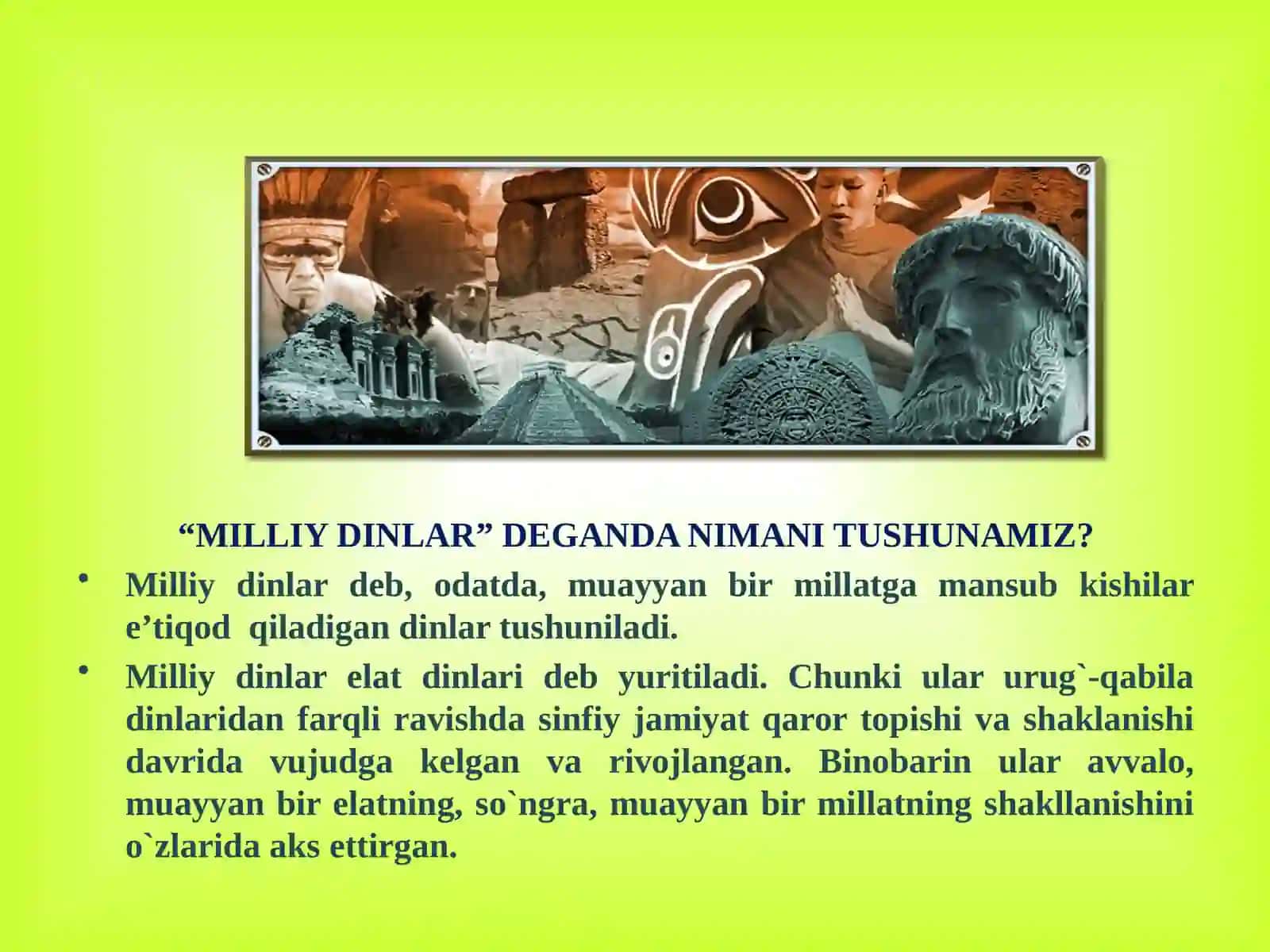 MILLIY DINLAR 2