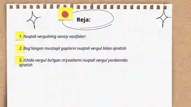 Nuqtali vergul va ko'p nuqtaning qo'llanilishi 2