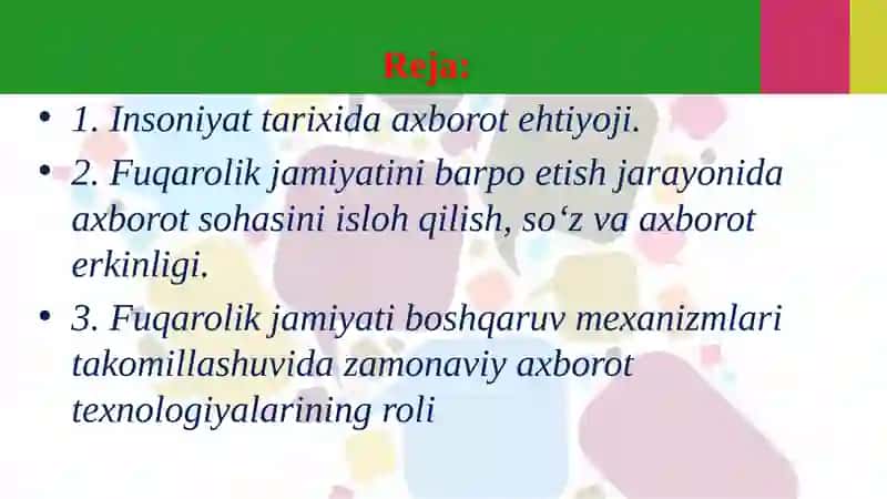 Insoniyat tariхida aхborot ehtiyoji 2