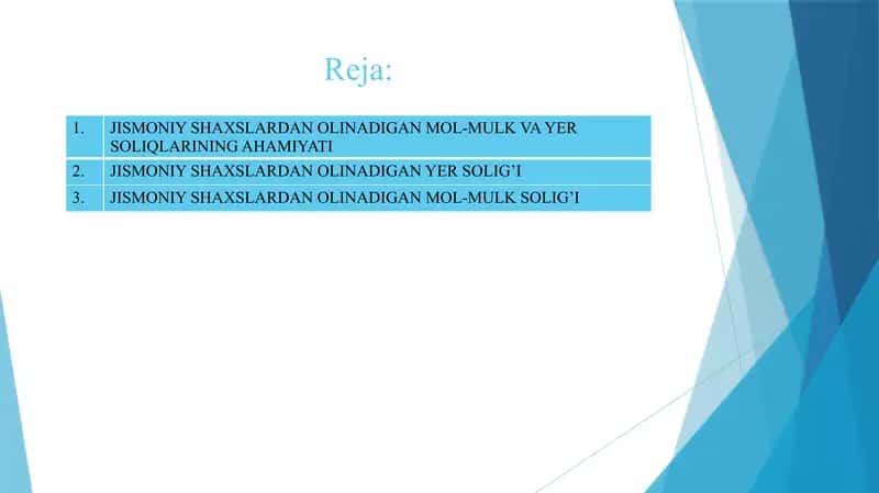Jismoniy shaxslardan olinadigan mol-mulk va yer soliqlari 2