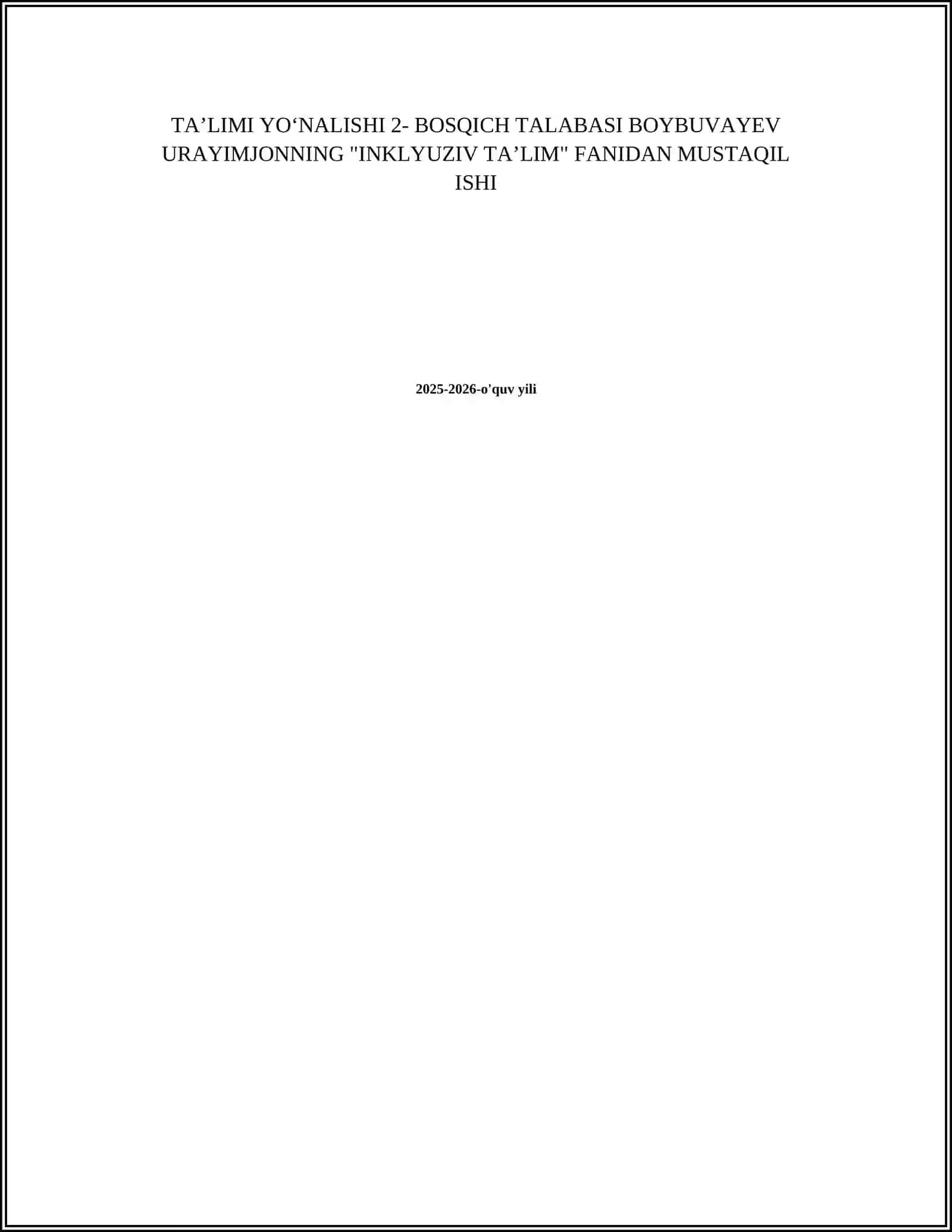 Oʻzbekiston Respublikasida inklyuziv taʼlimni qoʻllab quvvatlashning tashkiliy va meʼyoriy asoslari 2