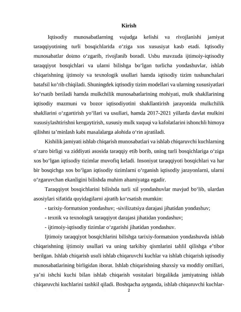 Mulkchilik munosabatlarining iqtisodiy mazmuni 2