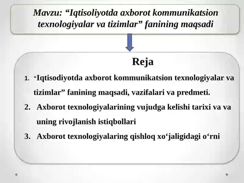 Iqtisodiyotda axborot kommunikatsion texnologiyalar va tizimlar 2