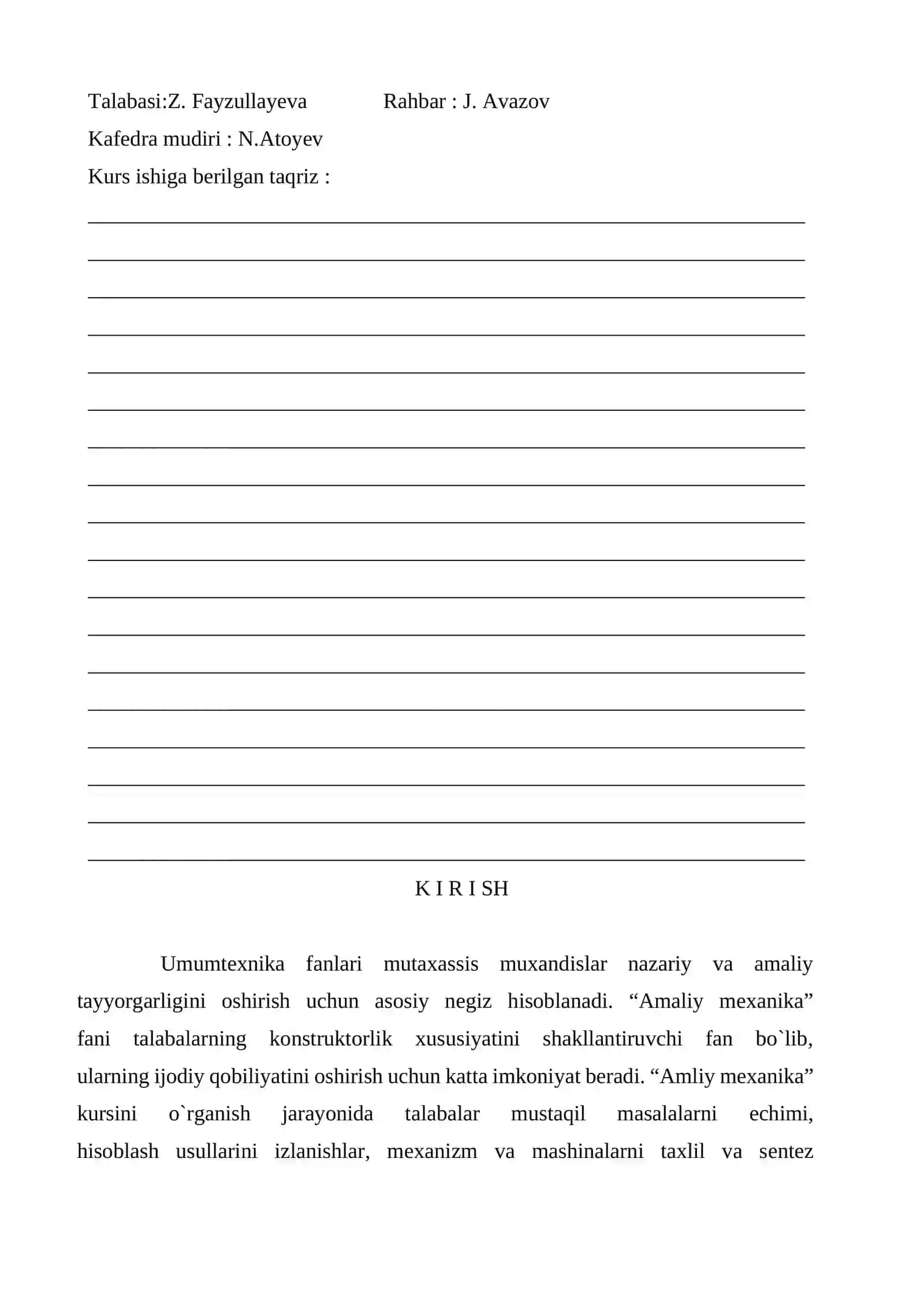 Valestli stanok yuritmasi hisobi 2