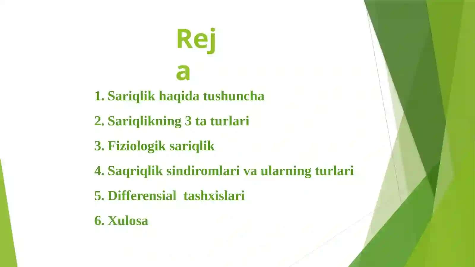 Sariqlikning biokimyoviy jihatdan differensial tashxisi 2