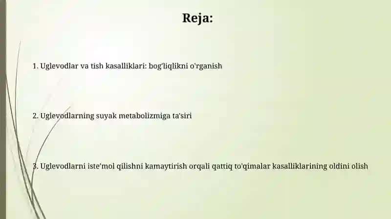 Tish qattiq to'qimasi kasalliklarini kelib chiqishida uglevodlarning ro'li 2