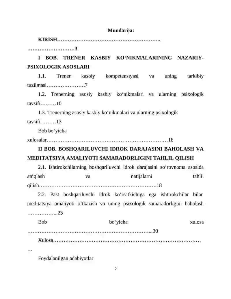 Trener kasbiy koʻnikmalari 2