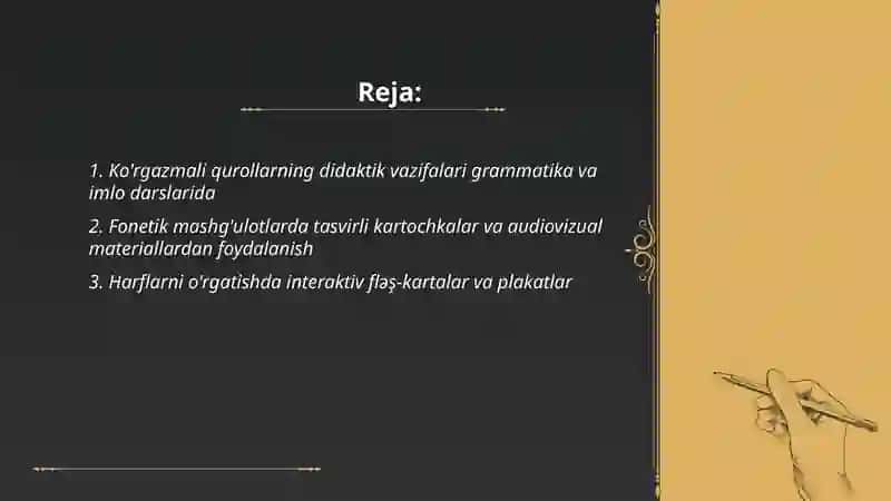 Boshlang'ich sinf grammatika, imlo va nutq o'stirish darslarida korgazmali qurollardan foydalanish 2