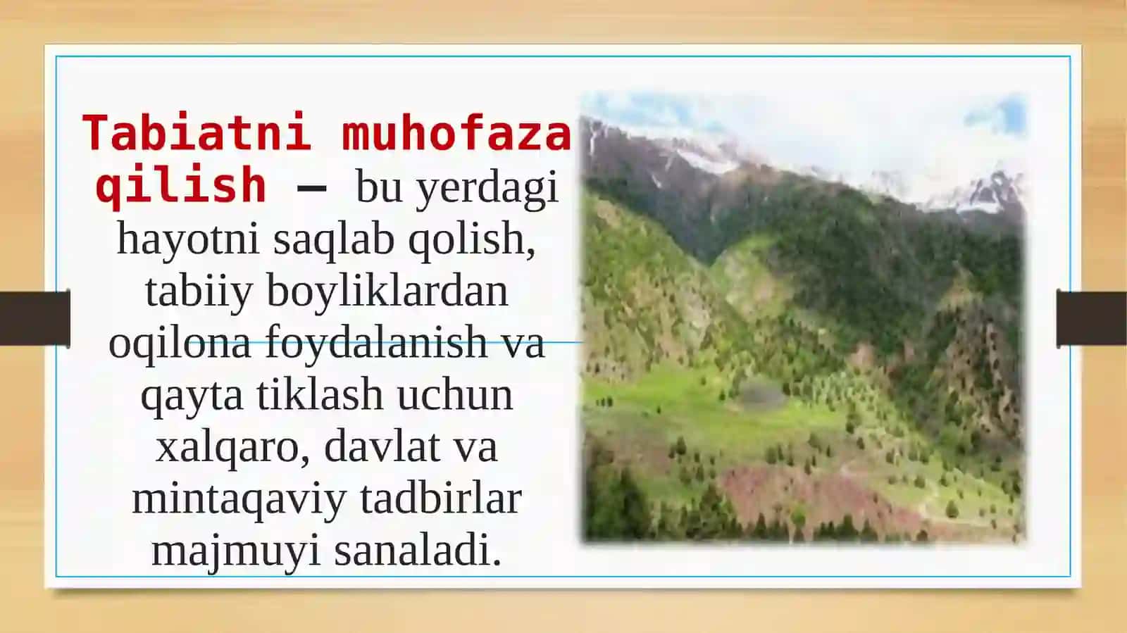 O’SIMLIK VA HAYVONOT OLAMINI MUHOFAZA QILISH 2
