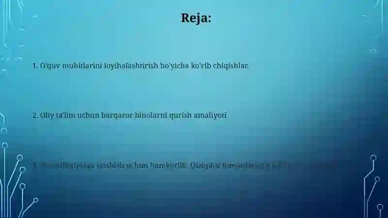 Oliy ta'lim uchun barqaror binolarni qurish amaliyoti 2