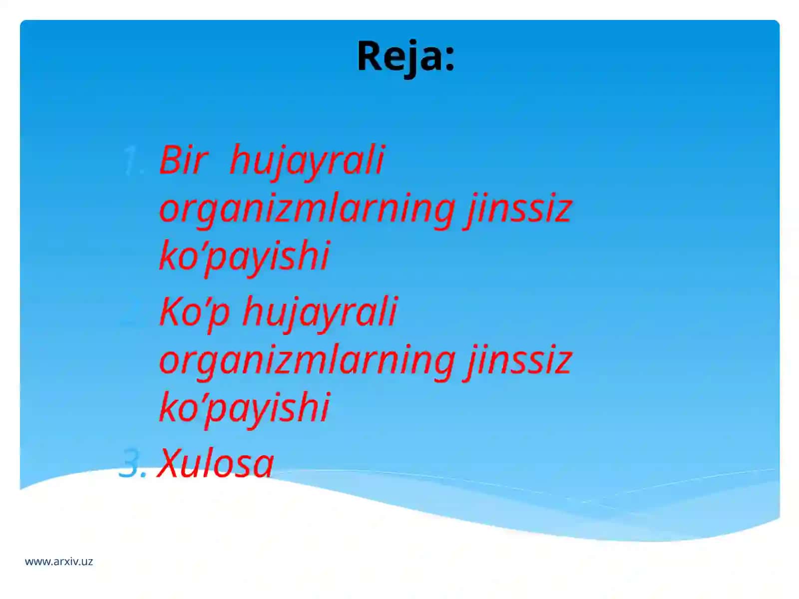 Organizmlarning jinssiz ko`payishi 2