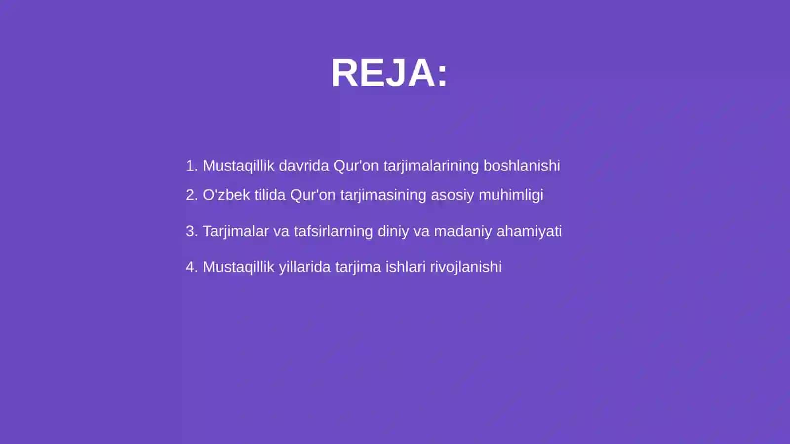 Mustaqillik yillarida Qur'onning o'zbek tiliga tarjima qilinishi va tafsirlari haqida 2