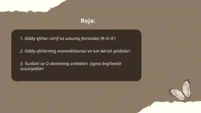 Oddiy efirlar-tasnifi 2