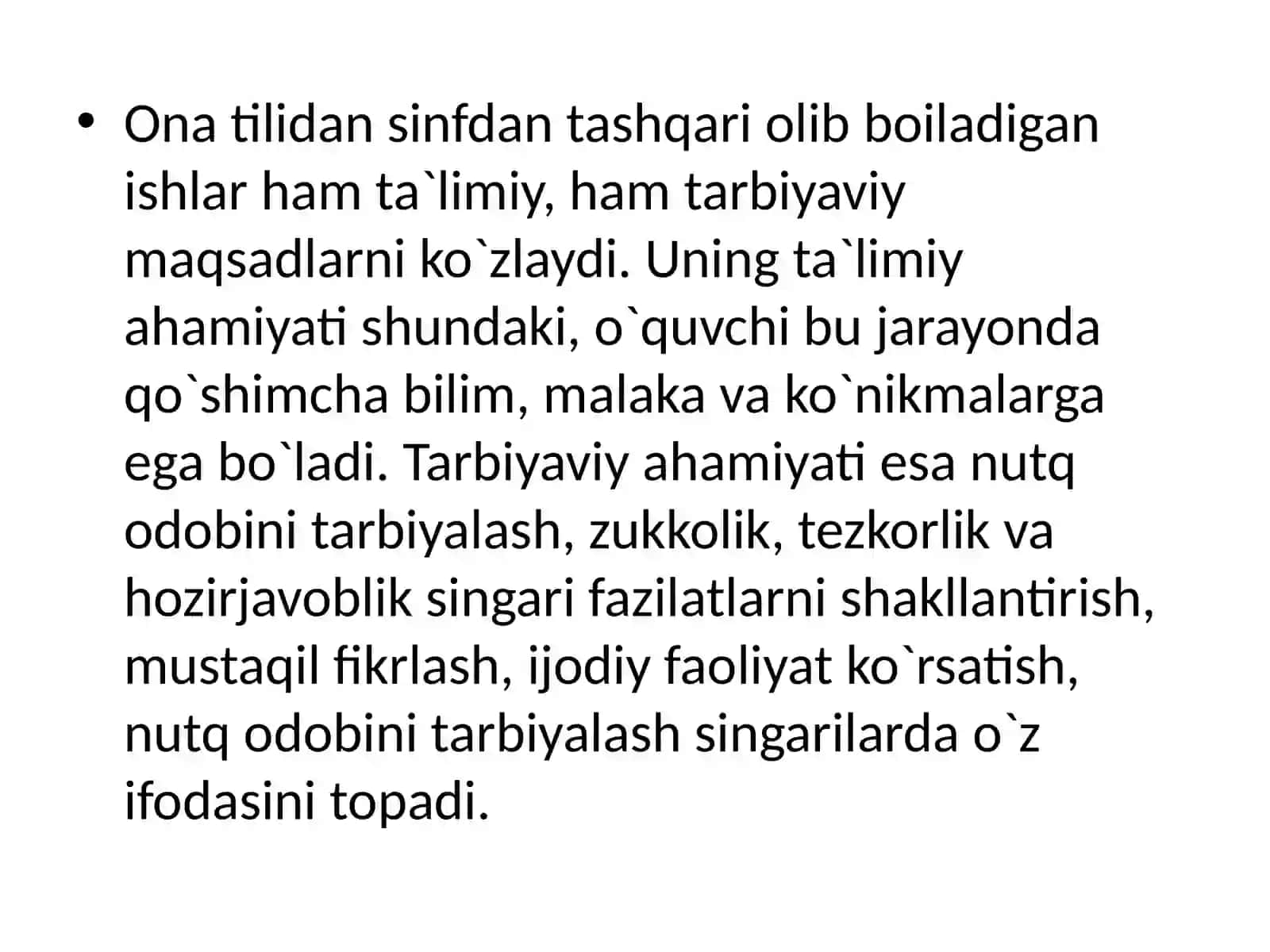 Boshlang‘ich sinfda sinfdantashqariishlar va tashkil qilish turlari 2