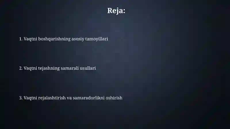 Time menejment vaqtni samarali boshqarish 2