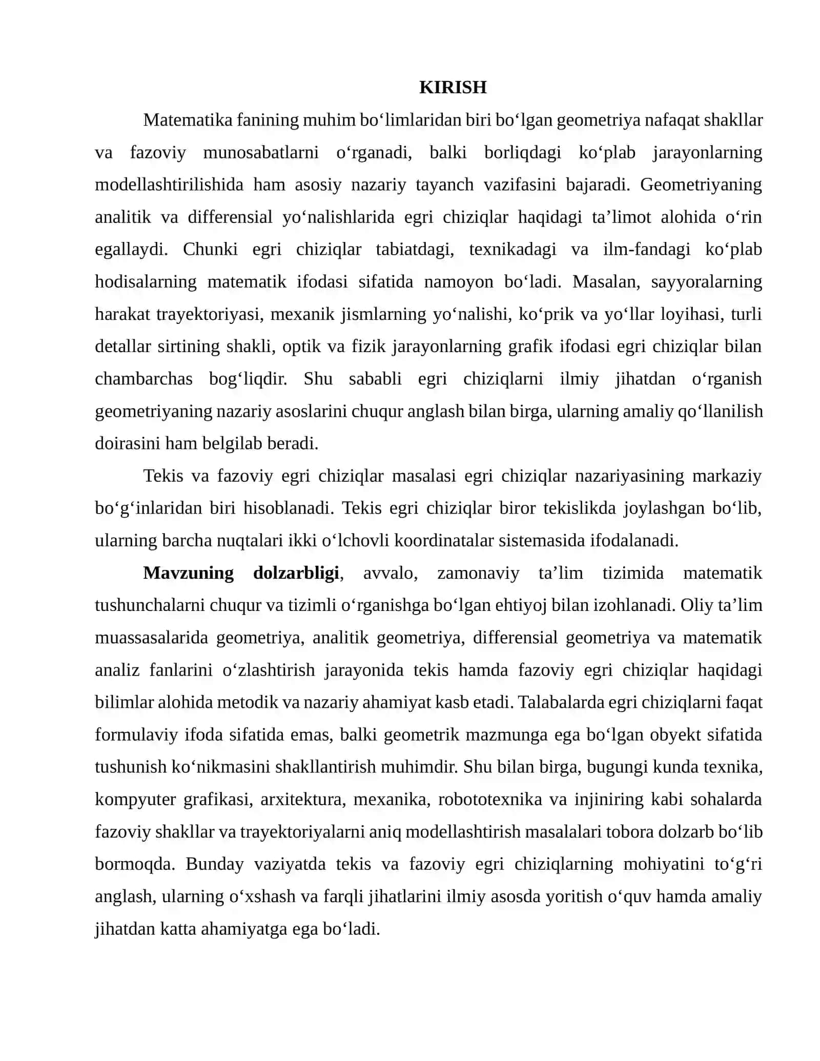 Tekis va Fazoviy Egri Chiziqlar Farqi 2