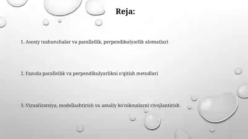 Fazoda toʻgʻri chiziq va tekisliklarni parallel va perpendikulyarligini oʻqitish metodikasi 2
