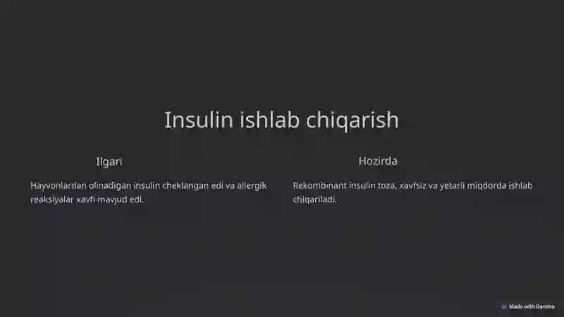 Insulin ishlab chiqarish 2