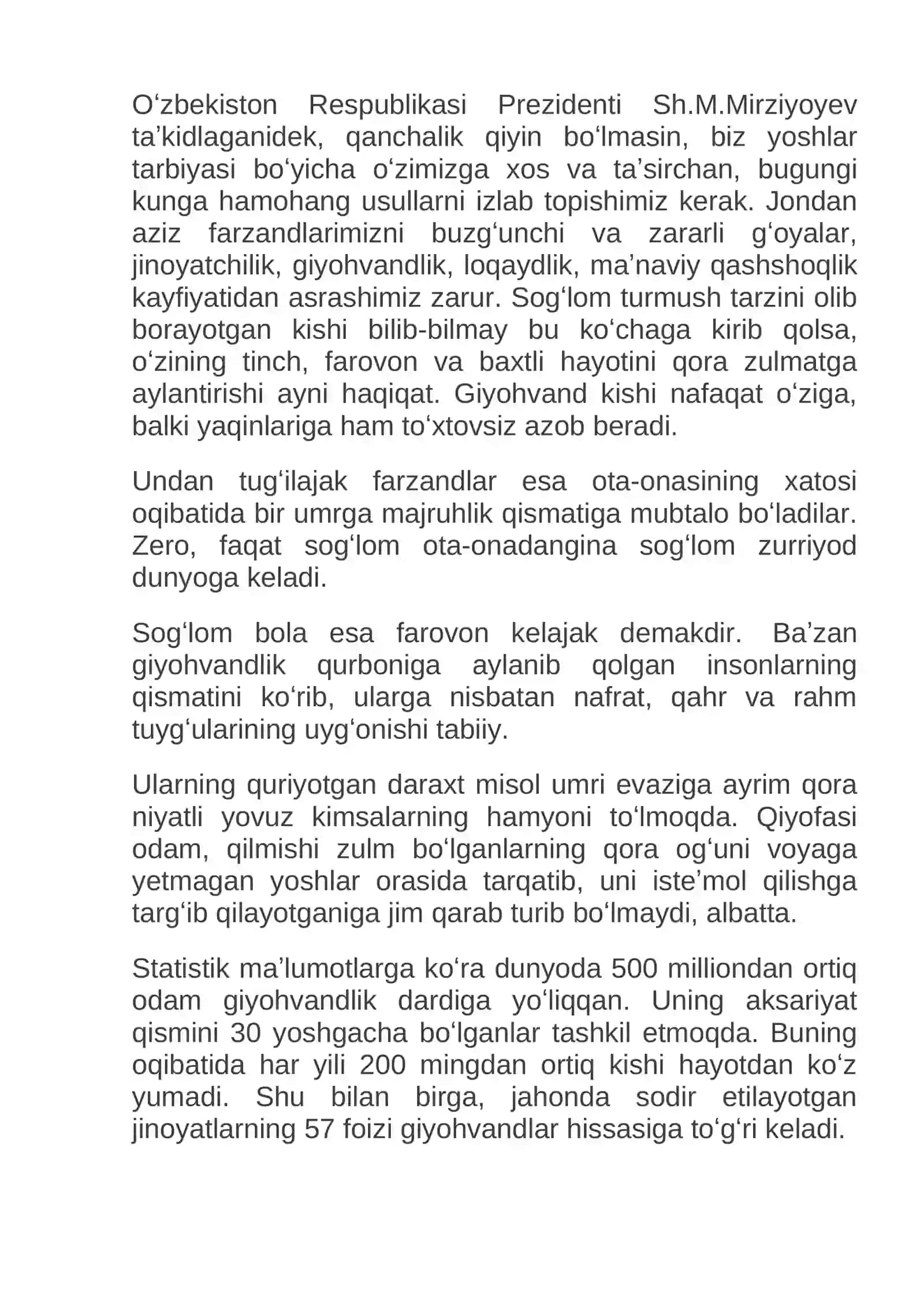 Giyohvandlik va Undoklariga Qarshi Kurashish 2