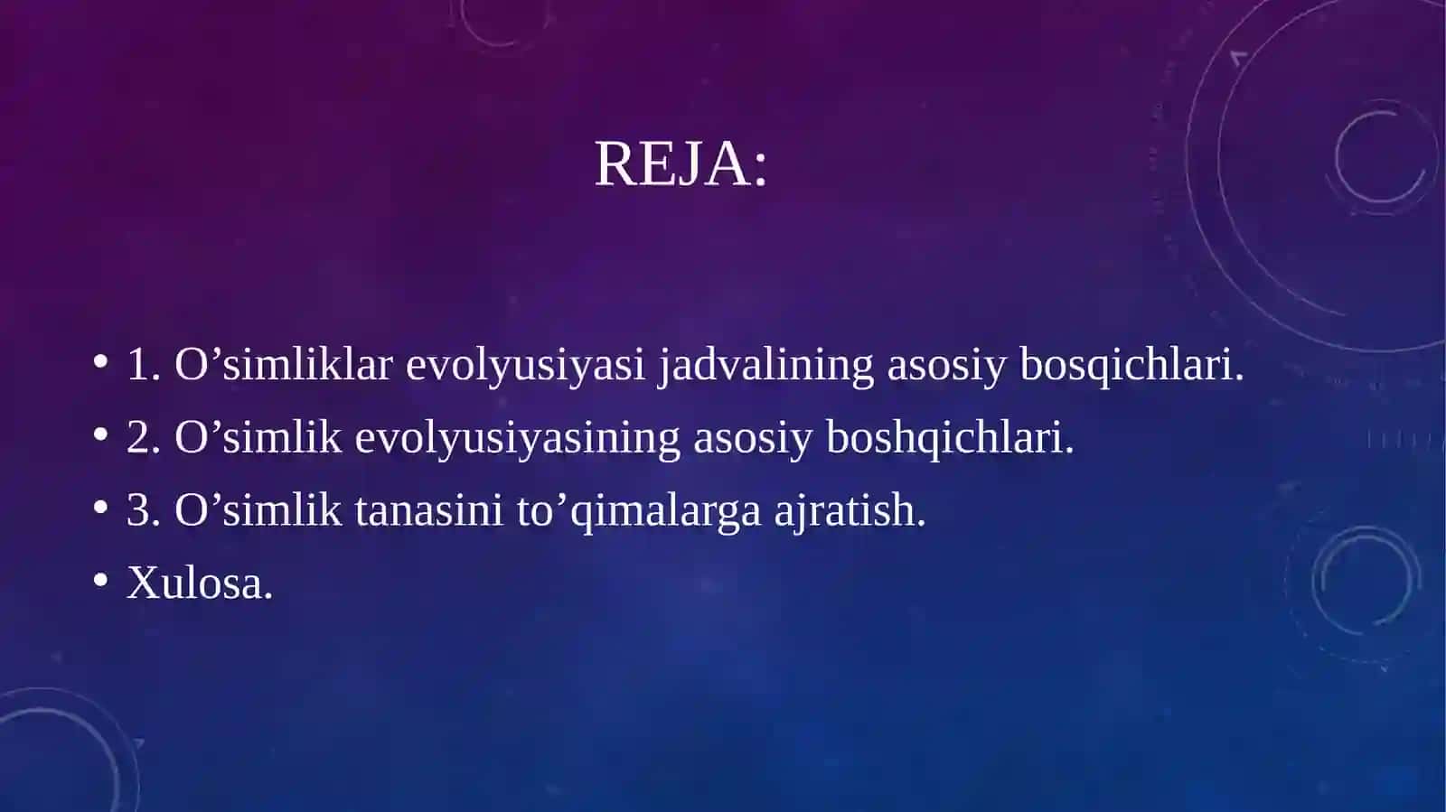 o’simliklar evolyusiyasining asosiy bosqichlari 2