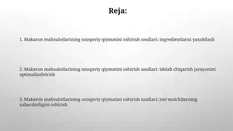 Makaron mahsulotlarining ozuqaviy qiymatini oshirish yo'llari 2