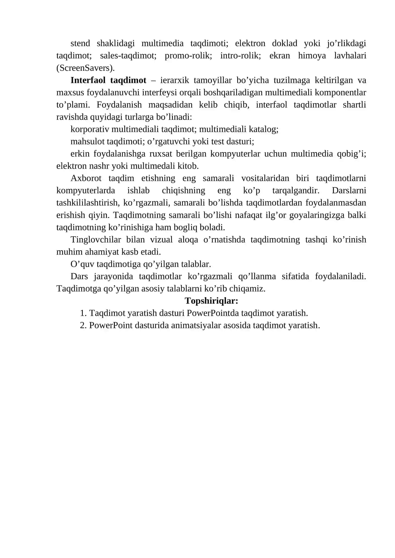 2-Amaliy mashg`ulot. Taqdimot yaratishning zamonaviy vositalari 2