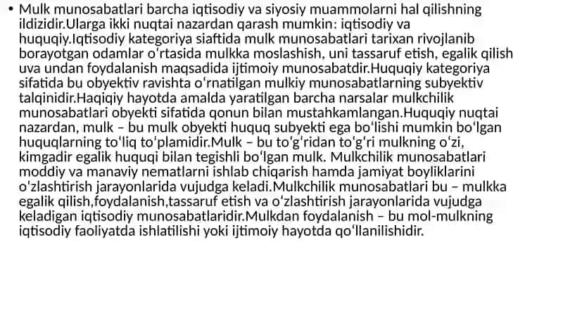 Mulkchilik munosabatlarining iqtisodiy mazmuni 2