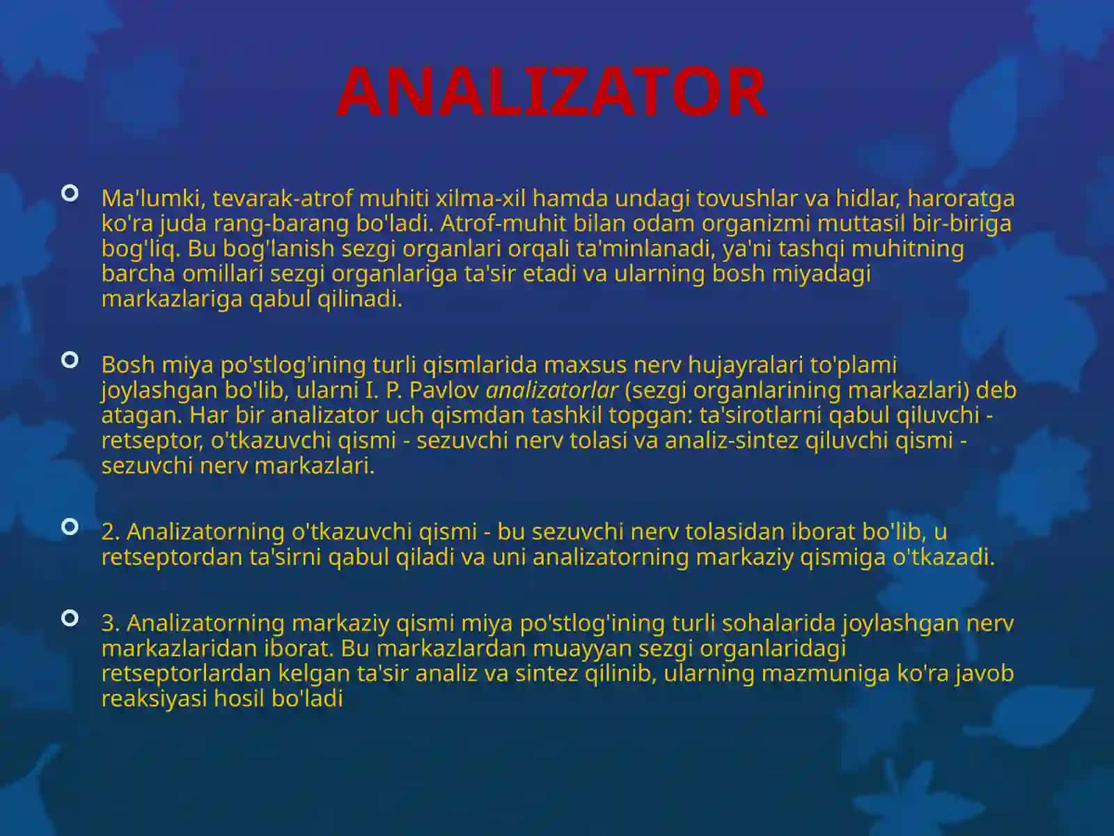 Sezgi organlarining ahamiyati va ko'rish analizatori 2