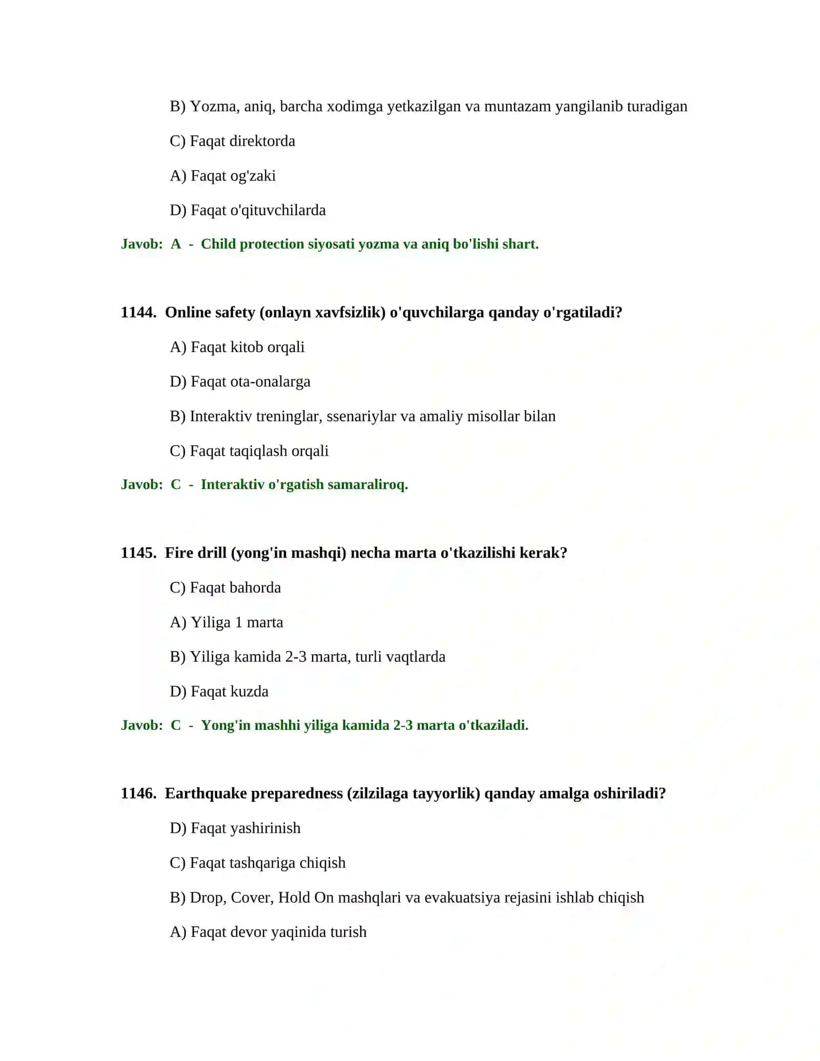 BOSHLANG'ICH TA'LIM O'QITUVCHISI TEST SINOVLARI 2
