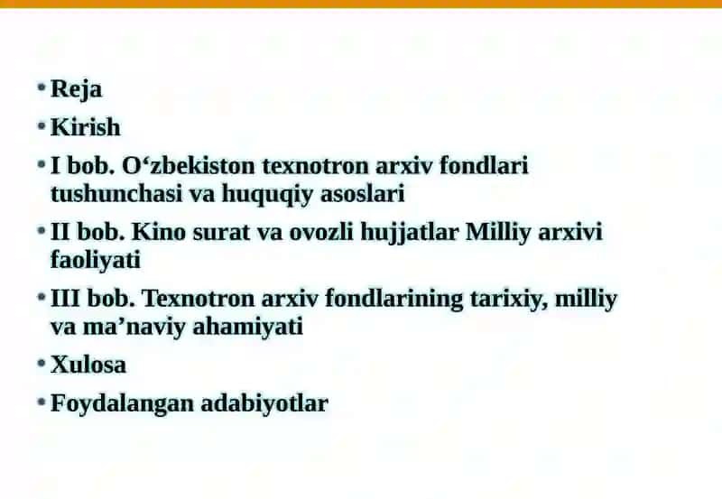 O‘zbekiston texnotron arxiv fondlari. Kino, surat va ovozli hujjatlar Milliy arxivi 2