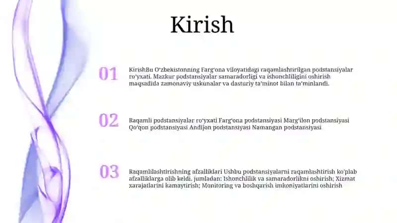 Raqamlashgan Podstansiyalarni RoʻYxati 2
