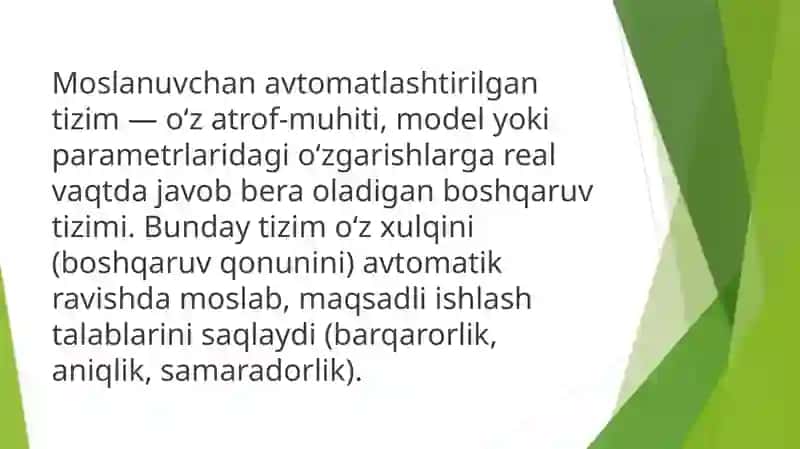 Moslanuvchan avtomatlashtirilgan tizimlar 2