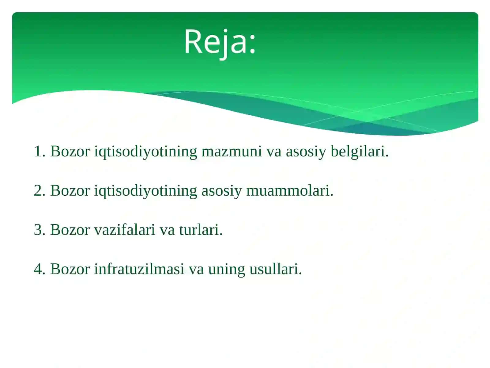 Bozor iqtisodiyotining mazmuni va amal qilishi 2