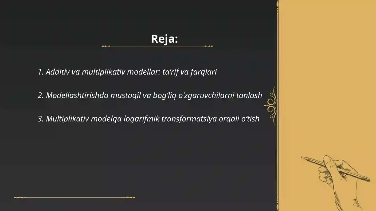 Additiv va multiplikativ ekonometrik modellarni tuzish 2