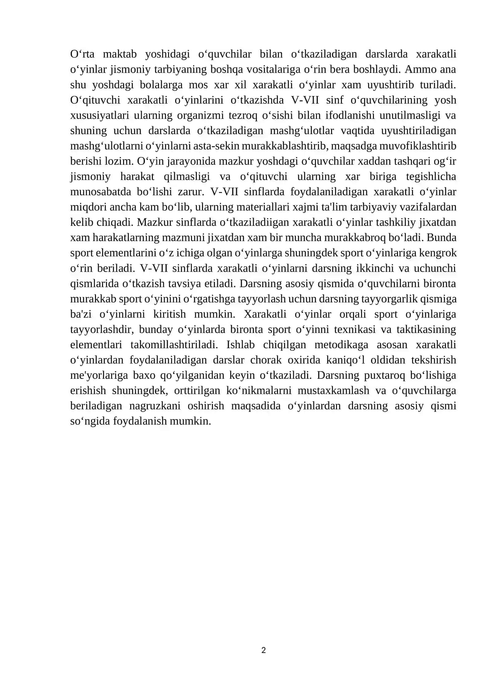 O'yinlar jismoniy tarbiya uchun 2