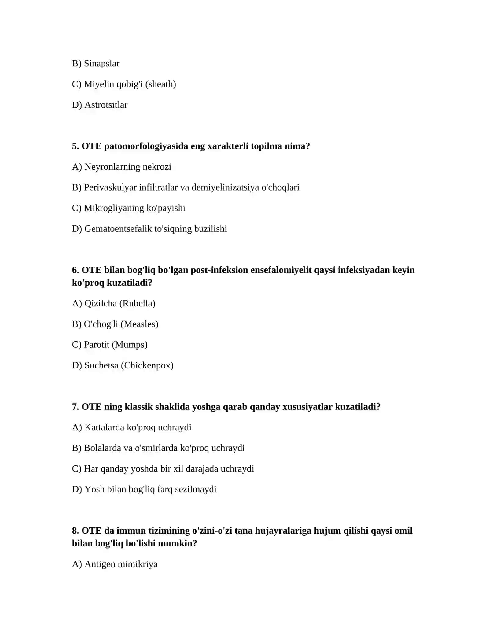 Otkir tarqoq ensefalomiyelit (OTE) 2