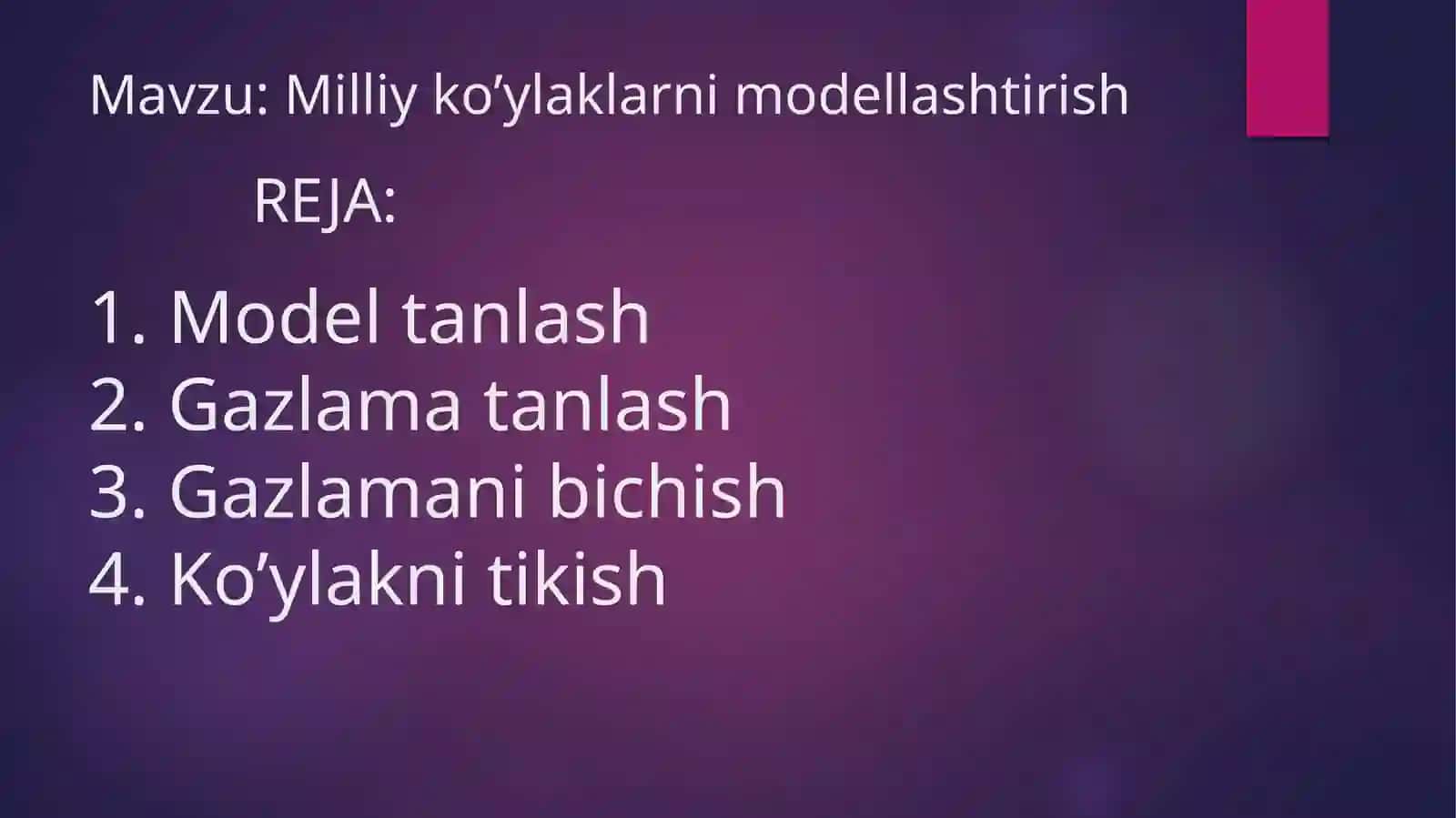 MILLIY KO’YLAKLARNI MODELLASHTIRISH 2